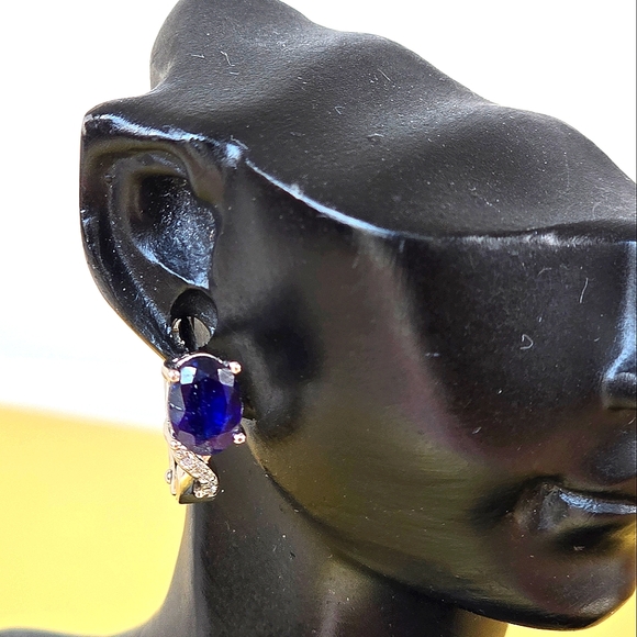 Natural Sapphire set "Afina" 925 Sterling Silver Earrings Pendant Ring 6.75/7.75 - Picture 9 of 10